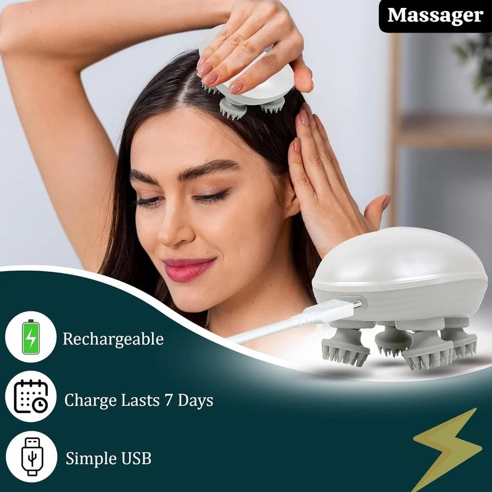 Electric Scalp Massager,Head Massager Scalp Stress Relax,Silicone Scalp Massager,Head Massager for Hair Growth