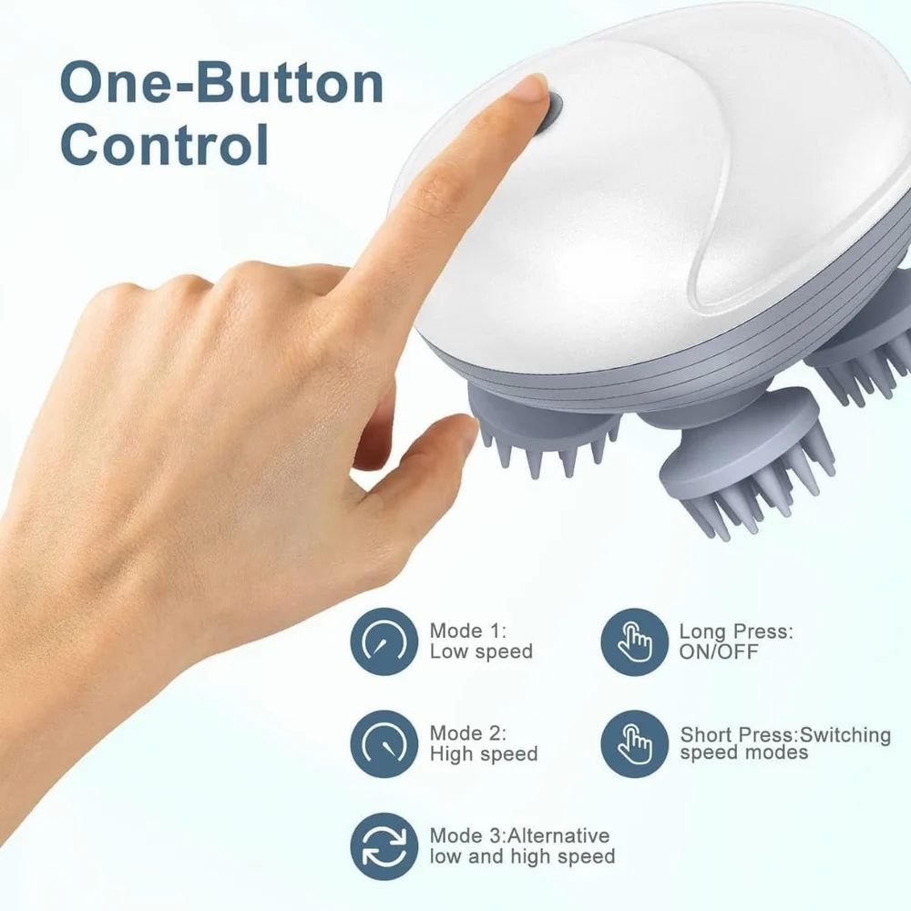 Electric Scalp Massager,Head Massager Scalp Stress Relax,Silicone Scalp Massager,Head Massager for Hair Growth